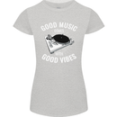 Good Music Vibes DJ Decks Vinyl Turntable Womens Petite Cut T-Shirt Sports Grey