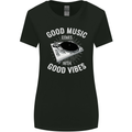 Good Music Vibes DJ Decks Vinyl Turntable Womens Wider Cut T-Shirt Black