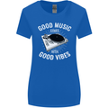 Good Music Vibes DJ Decks Vinyl Turntable Womens Wider Cut T-Shirt Royal Blue