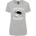 Good Music Vibes DJ Decks Vinyl Turntable Womens Wider Cut T-Shirt Sports Grey