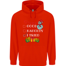 Good Naughty I Tried Funny Christmas Xmas Childrens Kids Hoodie Bright Red