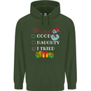 Good Naughty I Tried Funny Christmas Xmas Mens 80% Cotton Hoodie Forest Green