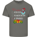 Good Naughty I Tried Funny Christmas Xmas Mens Cotton T-Shirt Tee Top Charcoal