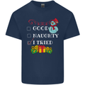 Good Naughty I Tried Funny Christmas Xmas Mens Cotton T-Shirt Tee Top Navy Blue