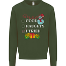 Good Naughty I Tried Funny Christmas Xmas Mens Sweatshirt Jumper Forest Green