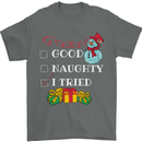 Good Naughty I Tried Funny Christmas Xmas Mens T-Shirt Cotton Gildan Charcoal