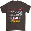 Good Naughty I Tried Funny Christmas Xmas Mens T-Shirt Cotton Gildan Dark Chocolate