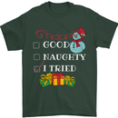 Good Naughty I Tried Funny Christmas Xmas Mens T-Shirt Cotton Gildan Forest Green