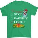 Good Naughty I Tried Funny Christmas Xmas Mens T-Shirt Cotton Gildan Irish Green