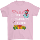Good Naughty I Tried Funny Christmas Xmas Mens T-Shirt Cotton Gildan Light Pink