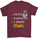 Good Naughty I Tried Funny Christmas Xmas Mens T-Shirt Cotton Gildan Maroon