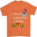 Good Naughty I Tried Funny Christmas Xmas Mens T-Shirt Cotton Gildan Orange