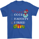 Good Naughty I Tried Funny Christmas Xmas Mens T-Shirt Cotton Gildan Royal Blue
