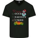 Good Naughty I Tried Funny Christmas Xmas Mens V-Neck Cotton T-Shirt Black