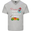 Good Naughty I Tried Funny Christmas Xmas Mens V-Neck Cotton T-Shirt Sports Grey