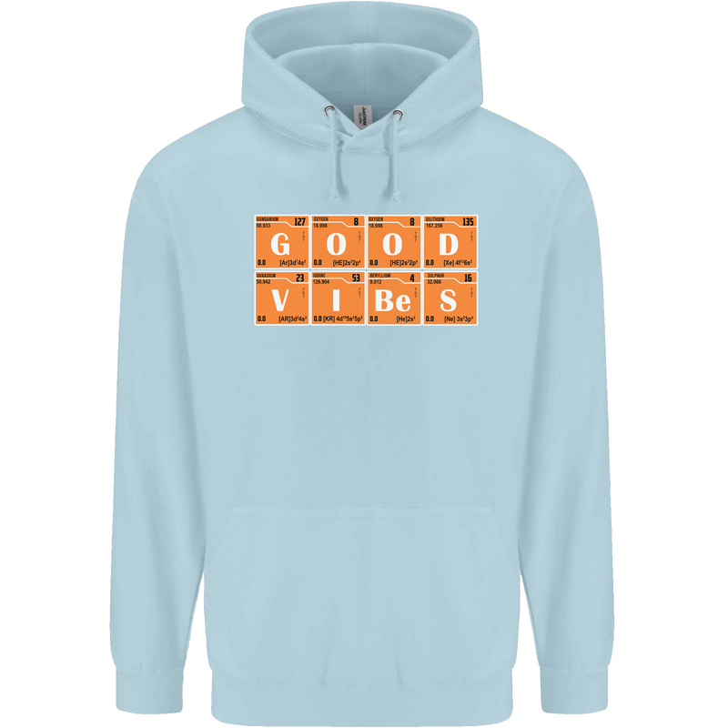 Good Vibes Periodic Table Chemistry Funny Childrens Kids Hoodie Light Blue