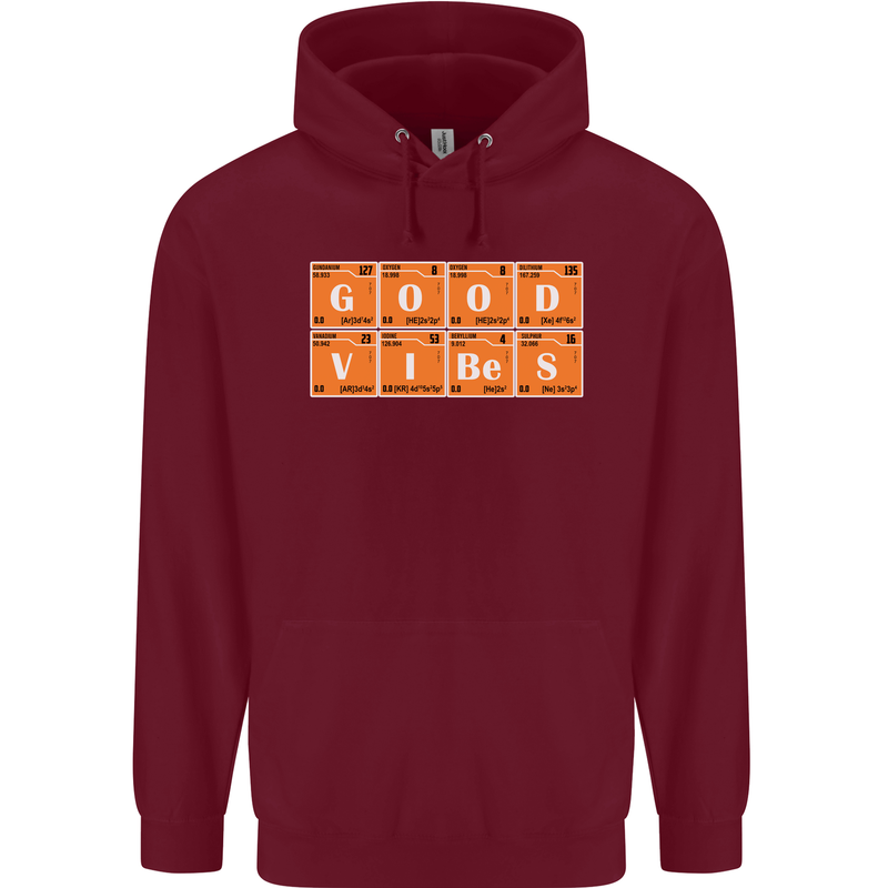 Good Vibes Periodic Table Chemistry Funny Childrens Kids Hoodie Maroon