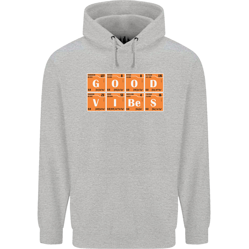 Good Vibes Periodic Table Chemistry Funny Childrens Kids Hoodie Sports Grey