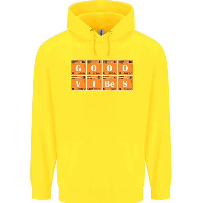 Good Vibes Periodic Table Chemistry Funny Childrens Kids Hoodie Yellow