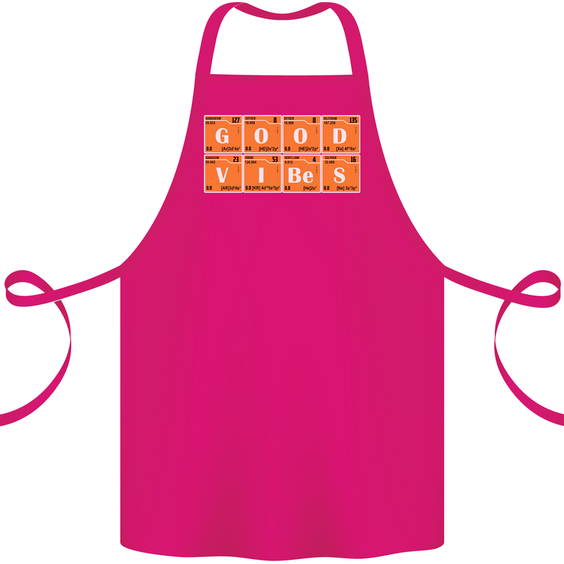 Good Vibes Periodic Table Chemistry Funny Cotton Apron 100% Organic Pink