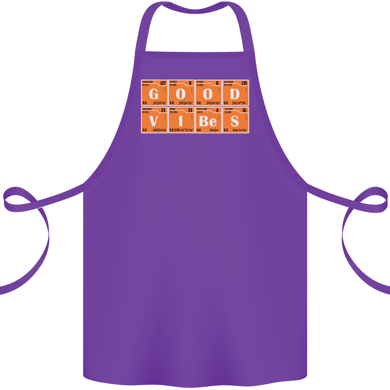 Good Vibes Periodic Table Chemistry Funny Cotton Apron 100% Organic Purple