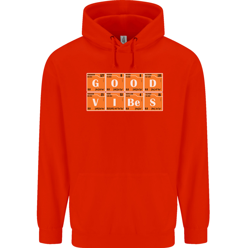 Good Vibes Periodic Table Chemistry Funny Mens 80% Cotton Hoodie Bright Red