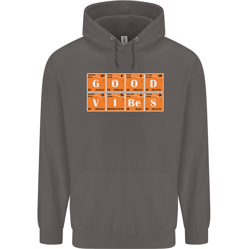 Good Vibes Periodic Table Chemistry Funny Mens 80% Cotton Hoodie Charcoal