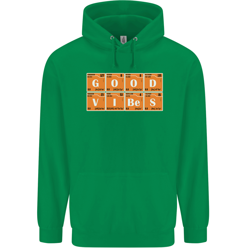 Good Vibes Periodic Table Chemistry Funny Mens 80% Cotton Hoodie Irish Green