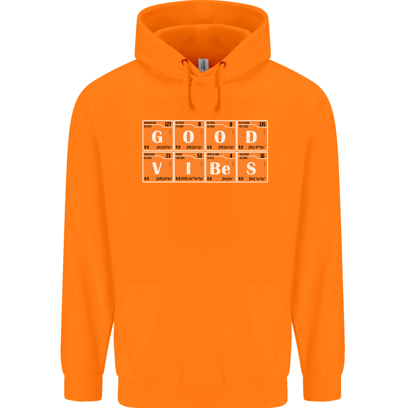 Good Vibes Periodic Table Chemistry Funny Mens 80% Cotton Hoodie Orange