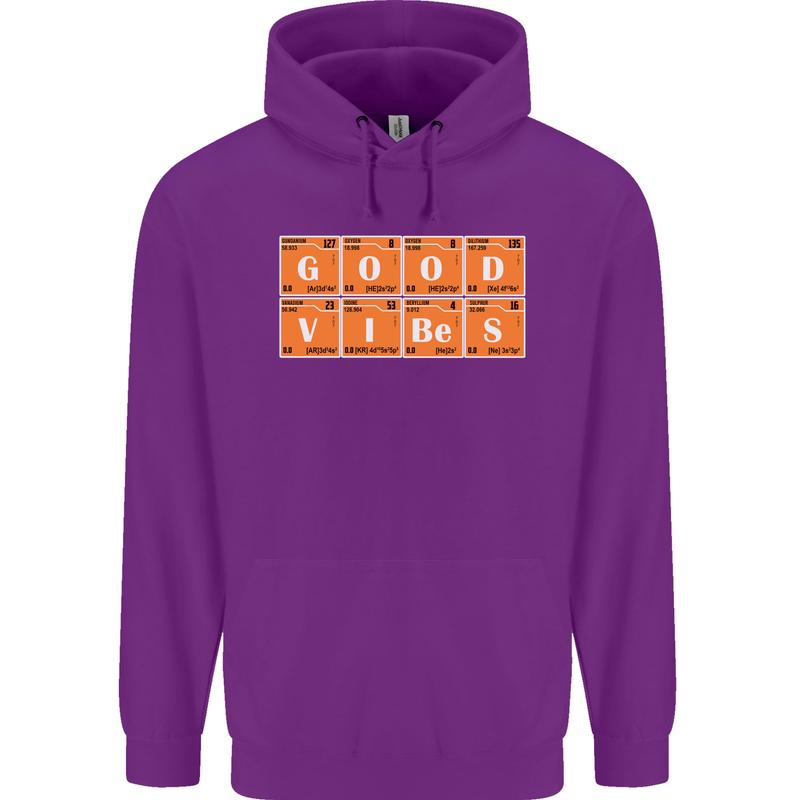 Good Vibes Periodic Table Chemistry Funny Mens 80% Cotton Hoodie Purple
