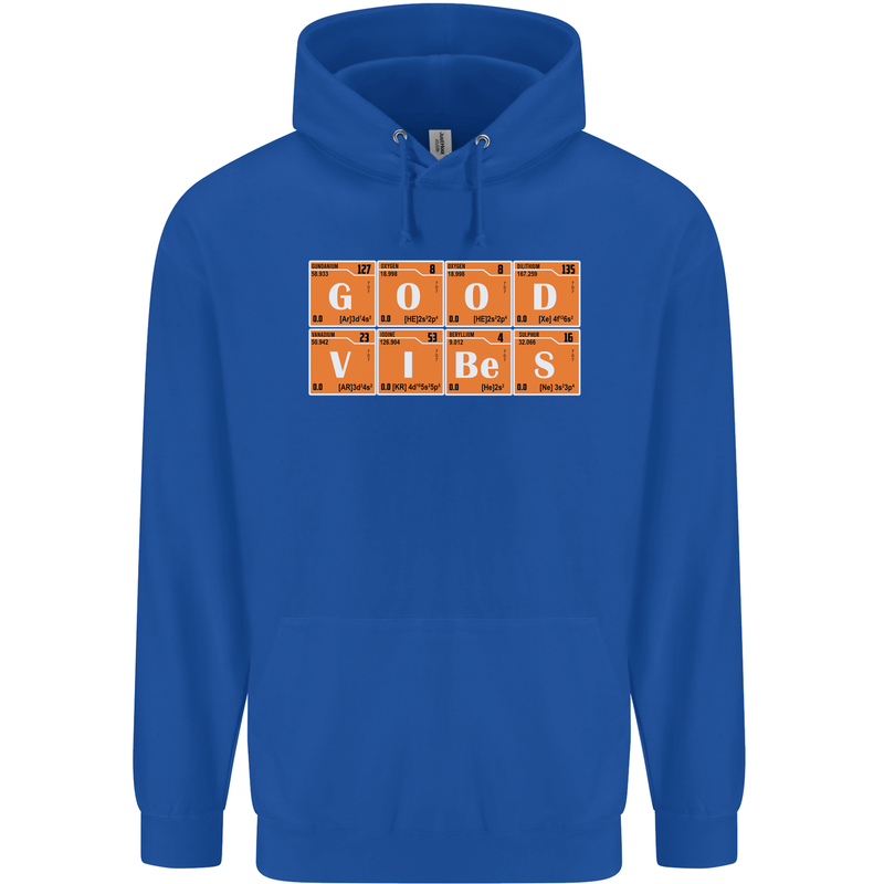Good Vibes Periodic Table Chemistry Funny Mens 80% Cotton Hoodie Royal Blue