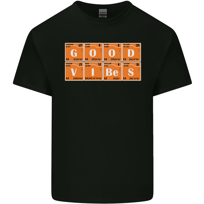 Good Vibes Periodic Table Chemistry Funny Mens Cotton T-Shirt Tee Top Black