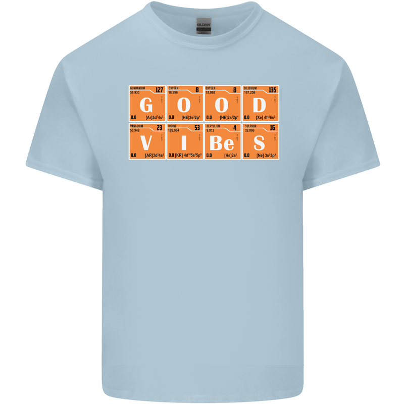 Good Vibes Periodic Table Chemistry Funny Mens Cotton T-Shirt Tee Top Light Blue