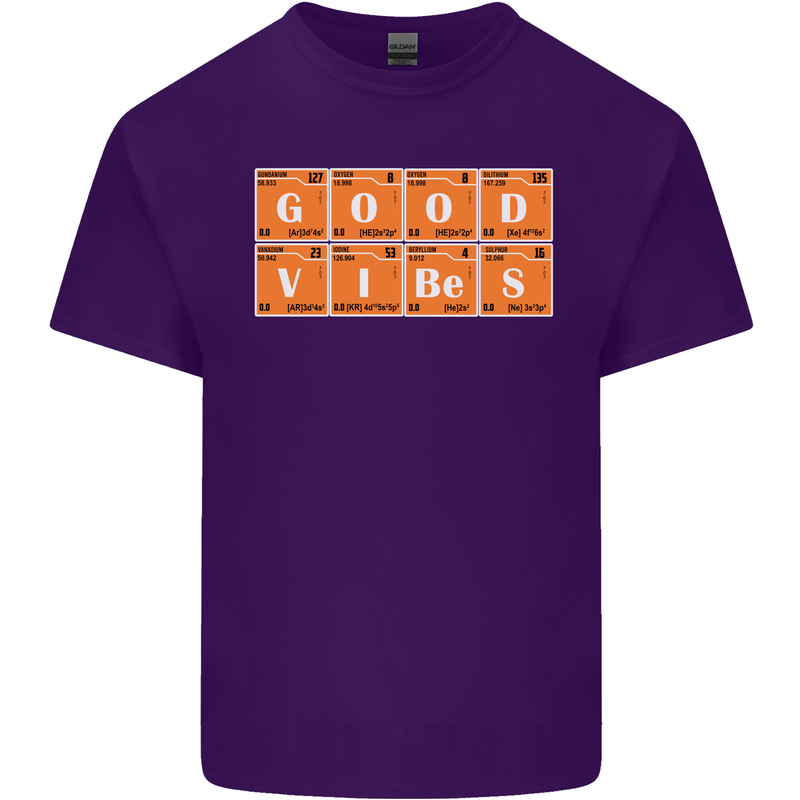 Good Vibes Periodic Table Chemistry Funny Mens Cotton T-Shirt Tee Top Purple