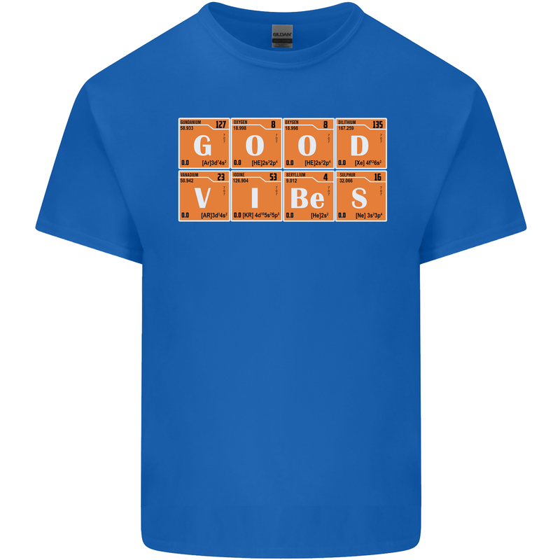 Good Vibes Periodic Table Chemistry Funny Mens Cotton T-Shirt Tee Top Royal Blue
