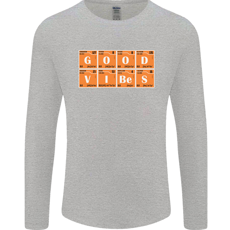 Good Vibes Periodic Table Chemistry Funny Mens Long Sleeve T-Shirt Sports Grey