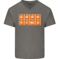 Good Vibes Periodic Table Chemistry Funny Mens V-Neck Cotton T-Shirt Charcoal