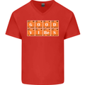 Good Vibes Periodic Table Chemistry Funny Mens V-Neck Cotton T-Shirt Red