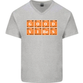 Good Vibes Periodic Table Chemistry Funny Mens V-Neck Cotton T-Shirt Sports Grey