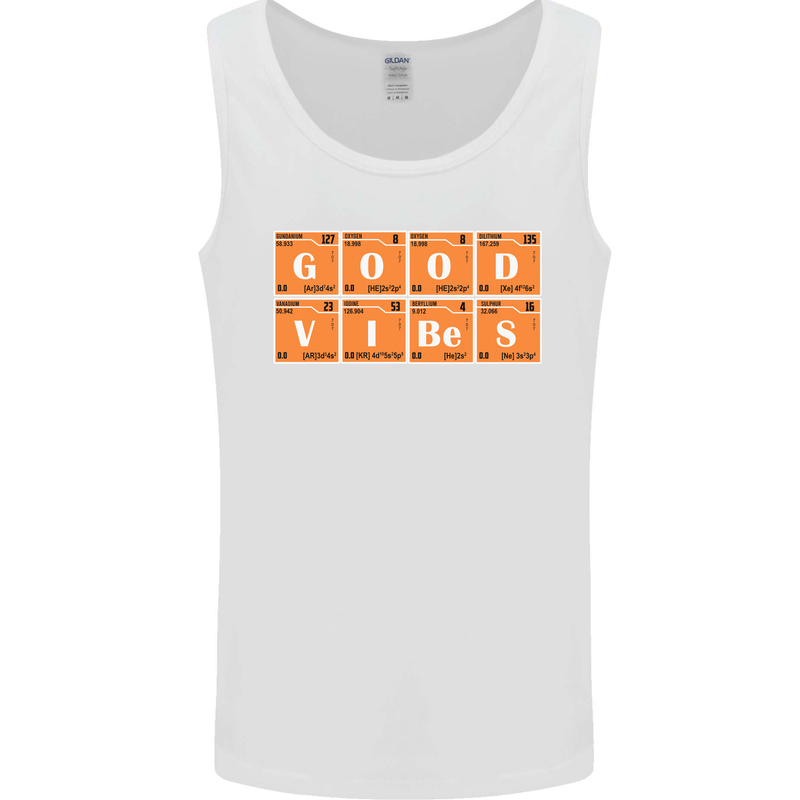 Good Vibes Periodic Table Chemistry Funny Mens Vest Tank Top White