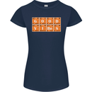 Good Vibes Periodic Table Chemistry Funny Womens Petite Cut T-Shirt Navy Blue