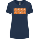 Good Vibes Periodic Table Chemistry Funny Womens Wider Cut T-Shirt Navy Blue