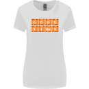 Good Vibes Periodic Table Chemistry Funny Womens Wider Cut T-Shirt White