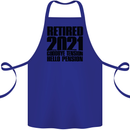 Goodbye Tension Retirement 2021 Retired Cotton Apron 100% Organic Royal Blue