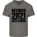 Goodbye Tension Retirement 2021 Retired Mens V-Neck Cotton T-Shirt Charcoal