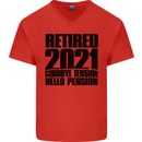 Goodbye Tension Retirement 2021 Retired Mens V-Neck Cotton T-Shirt Red