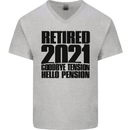 Goodbye Tension Retirement 2021 Retired Mens V-Neck Cotton T-Shirt Sports Grey