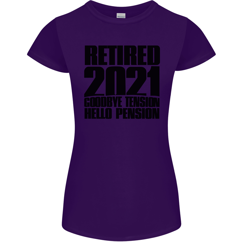 Goodbye Tension Retirement 2021 Retired Womens Petite Cut T-Shirt Purple