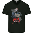 Gorilla Fighter MMA Martial Arts Muay Thai Mens V-Neck Cotton T-Shirt Black