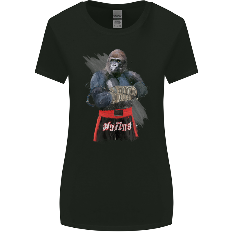 Gorilla Fighter MMA Martial Arts Muay Thai Womens Wider Cut T-Shirt Black